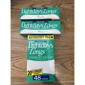 VTG Kotex Lightdays Pantiliners 1988 NOS 3 Boxes Pantyliners Oval 84ct Total